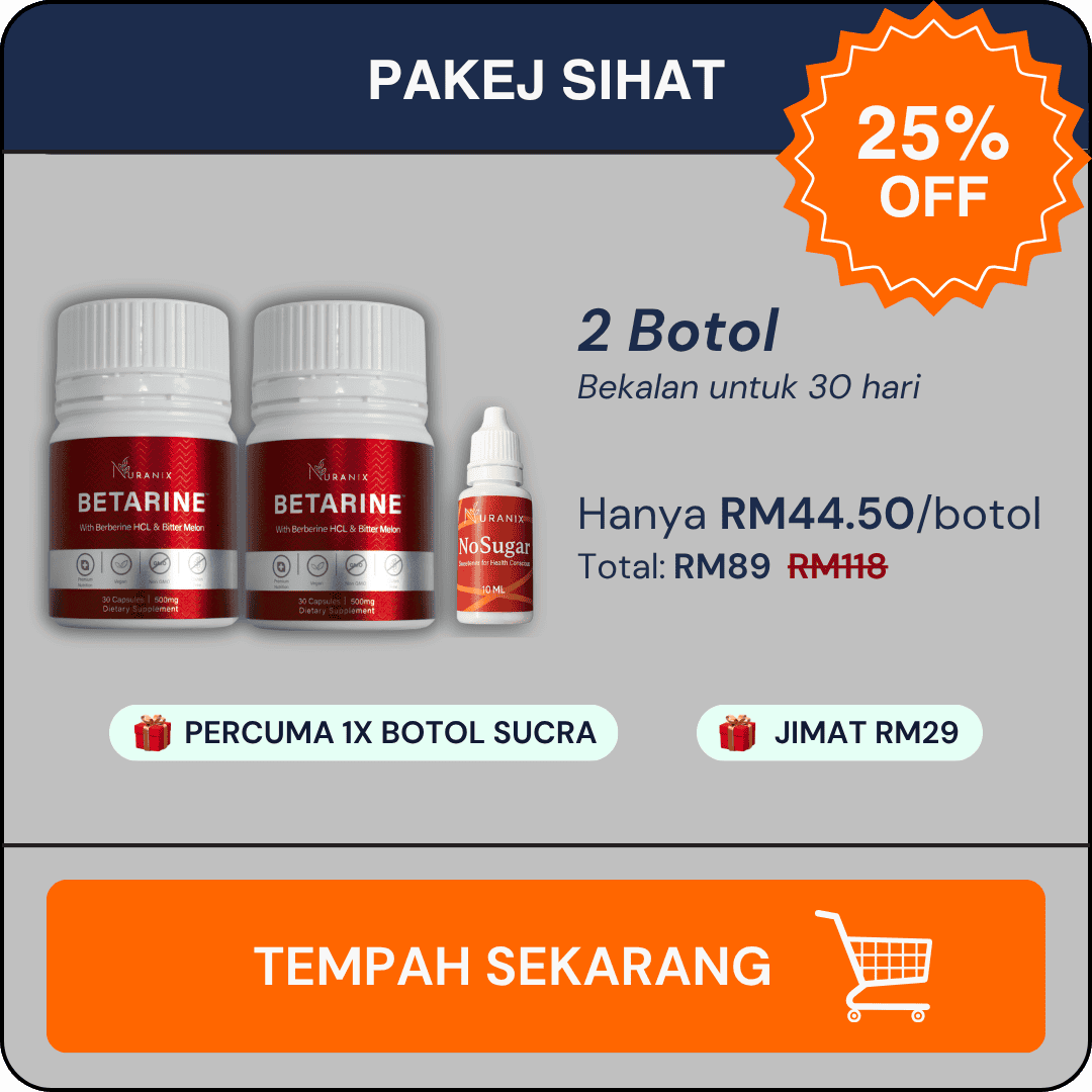 Betarine Pakej Sihat (2 Botol + Percuma 1x Sucra)