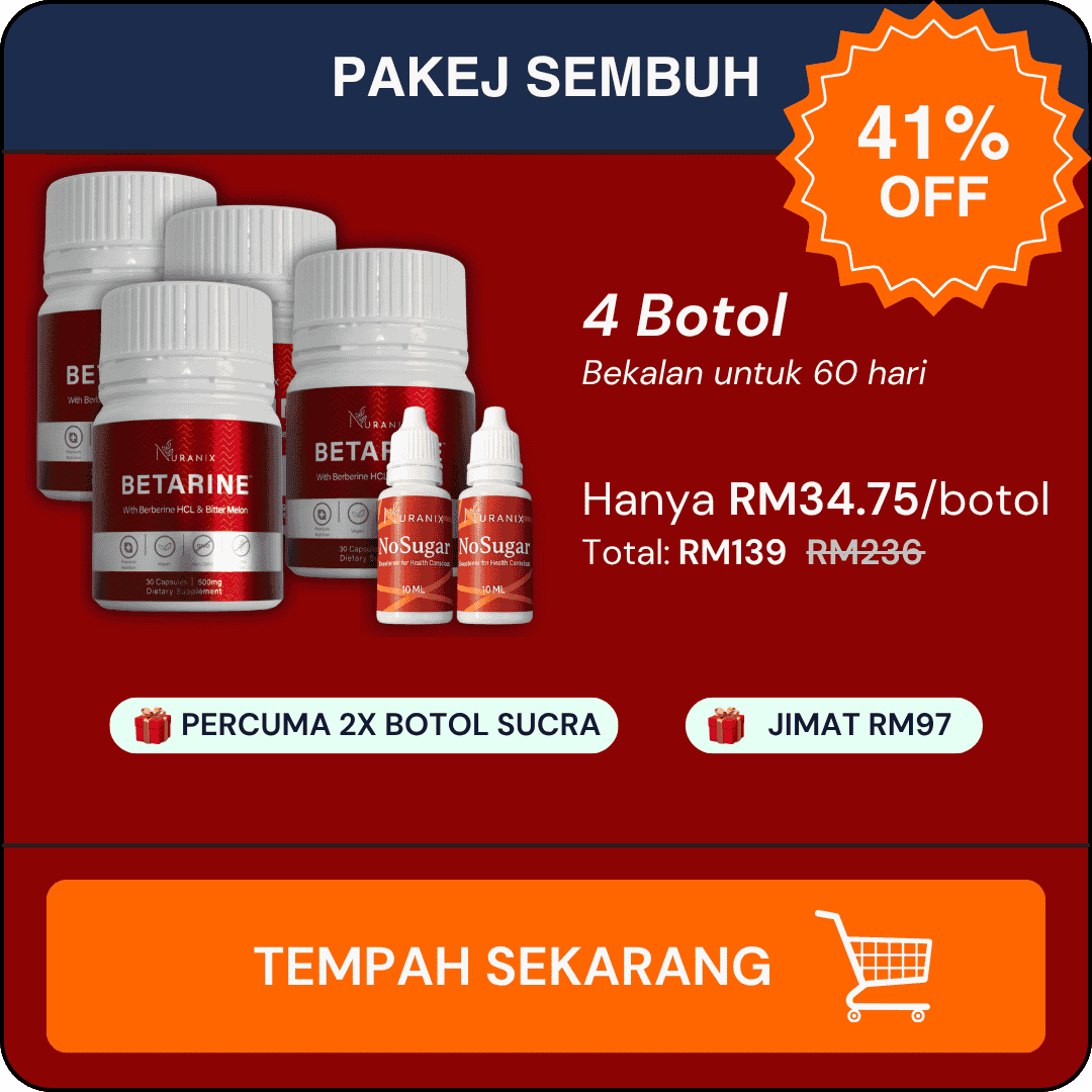 Betarine Pakej Sembuh (4 Botol + Percuma 2x Sucra)